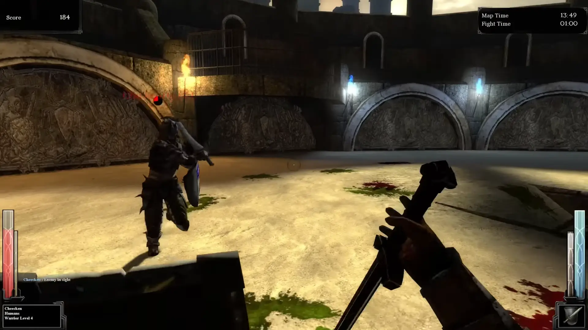 a bloody duel in an arena