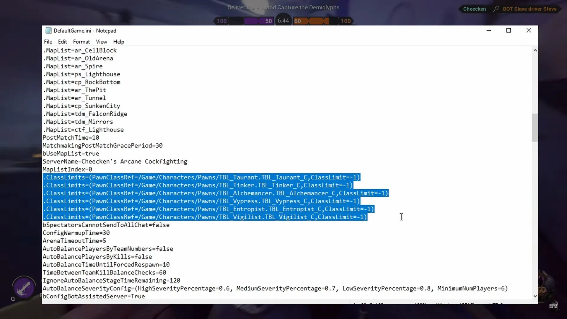 class limits can be imposed by using .ClassLimits=