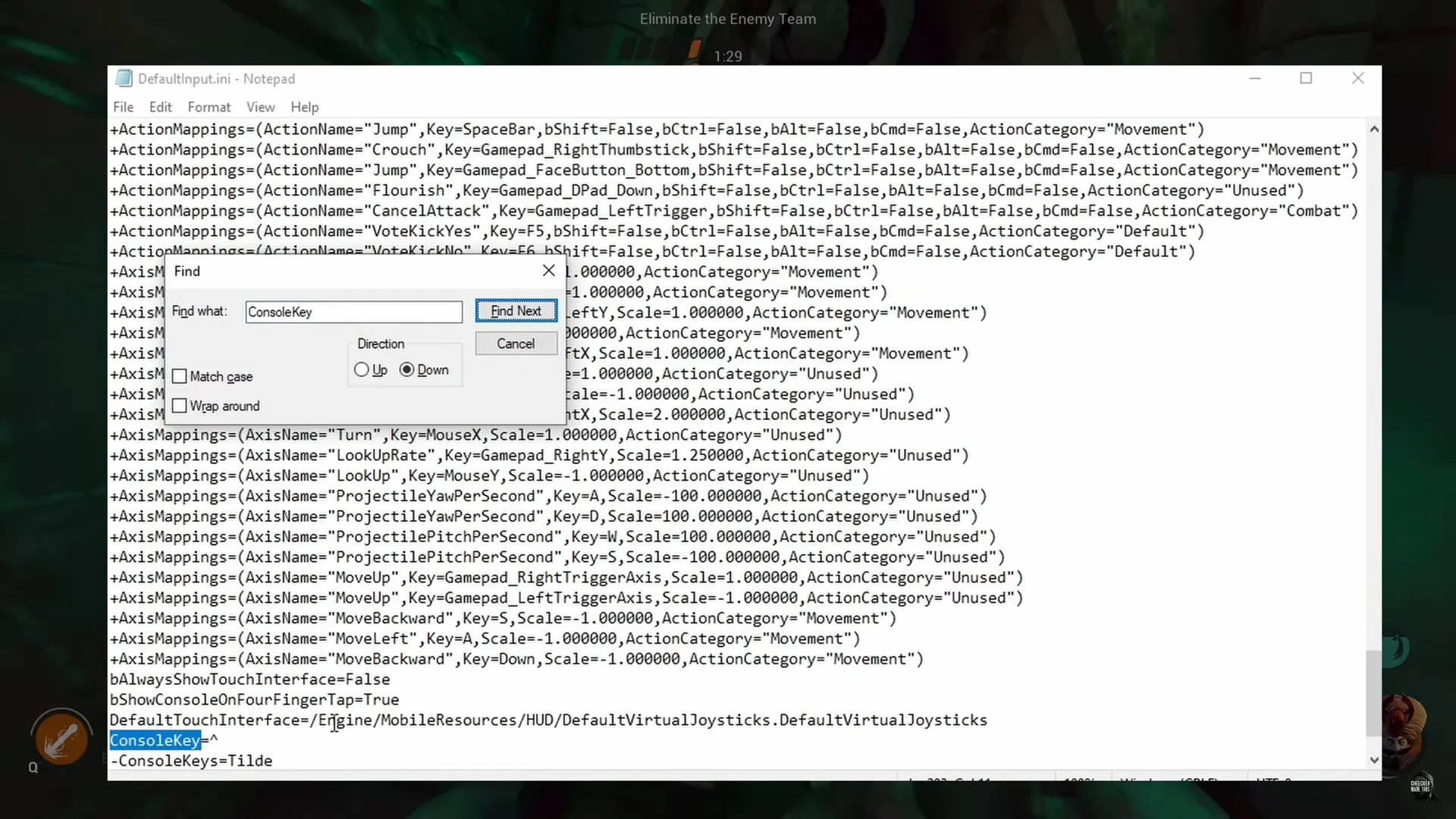 Where to set the console key
