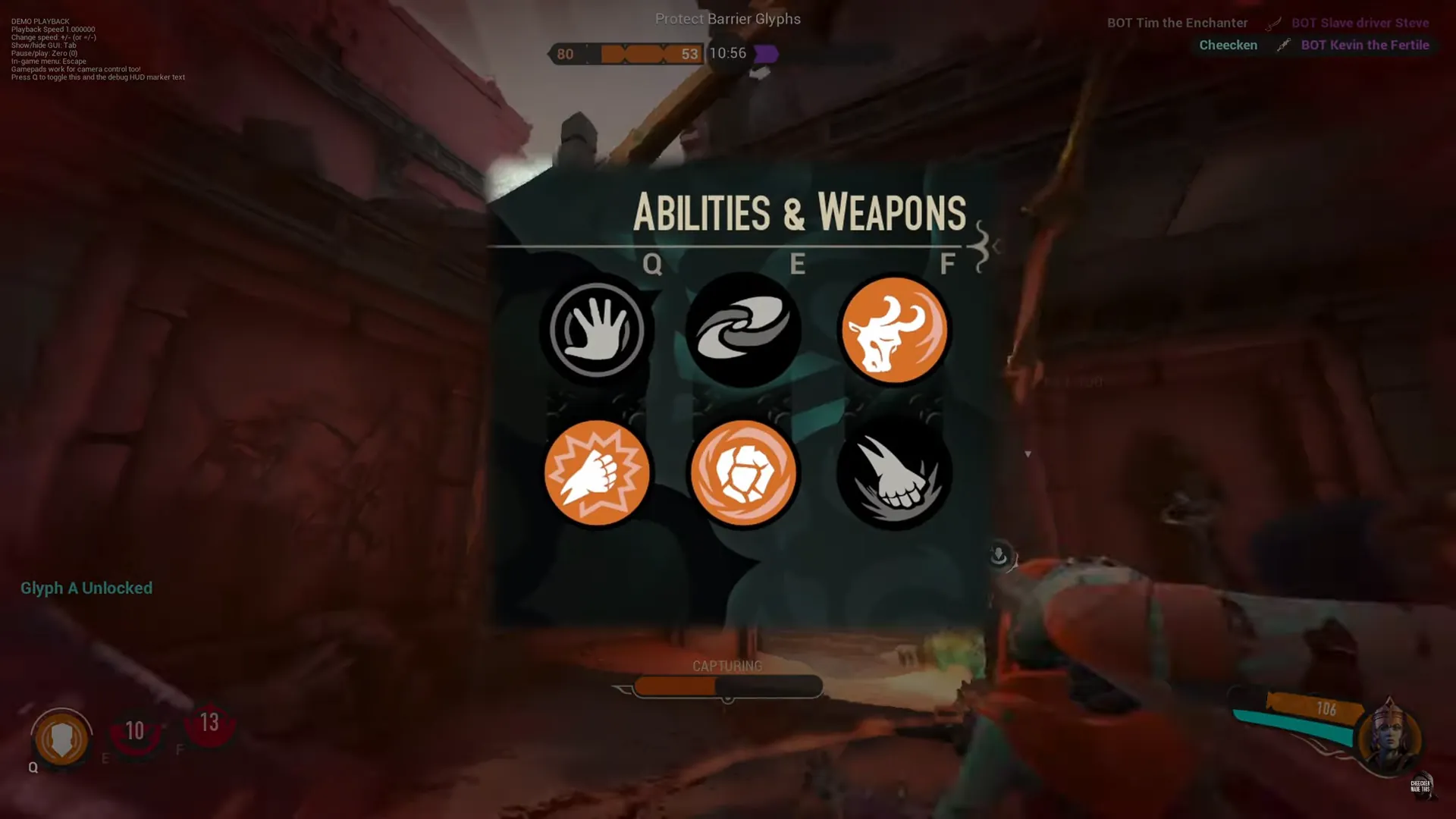 Abilities and Weapons in game