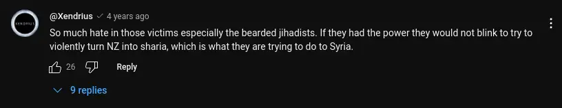 Vulgar, disrespectful and overall shameful comments on the Christchurch shooting on YouTube