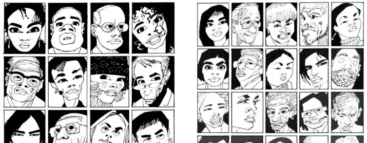 a big collage of portraits