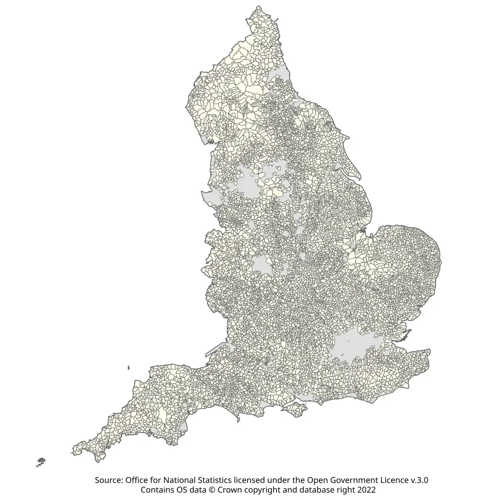 A detailed map of Parishes in England.