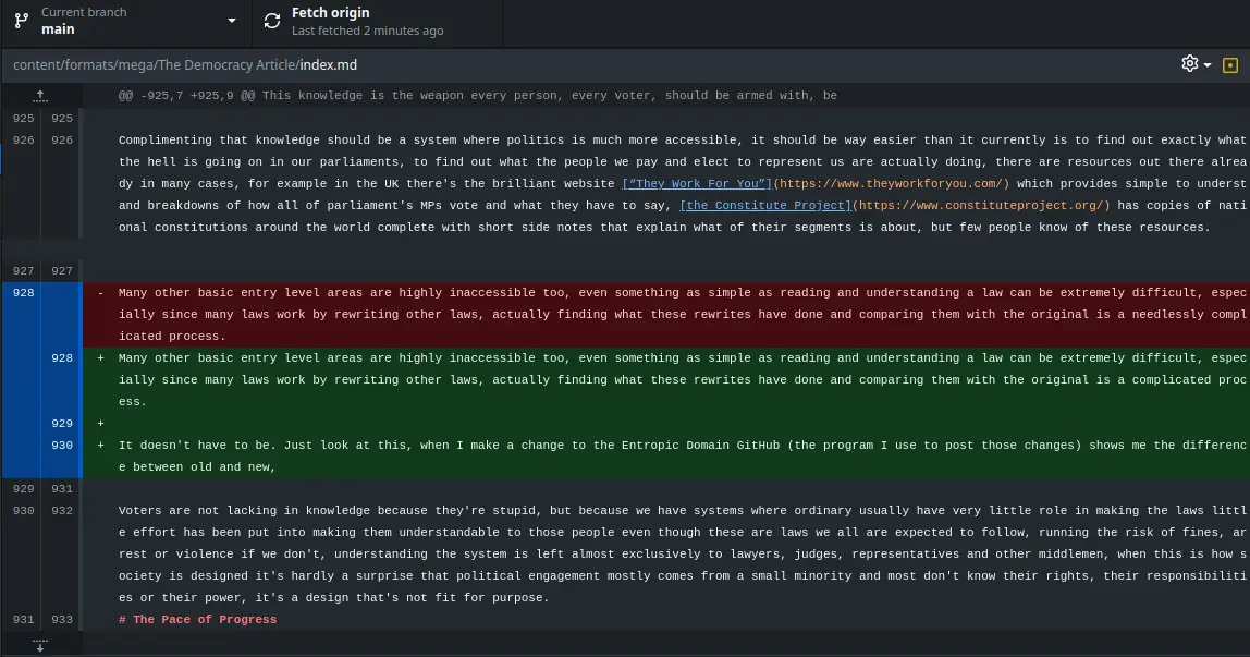A text snippet of this article in GitHub Desktop.