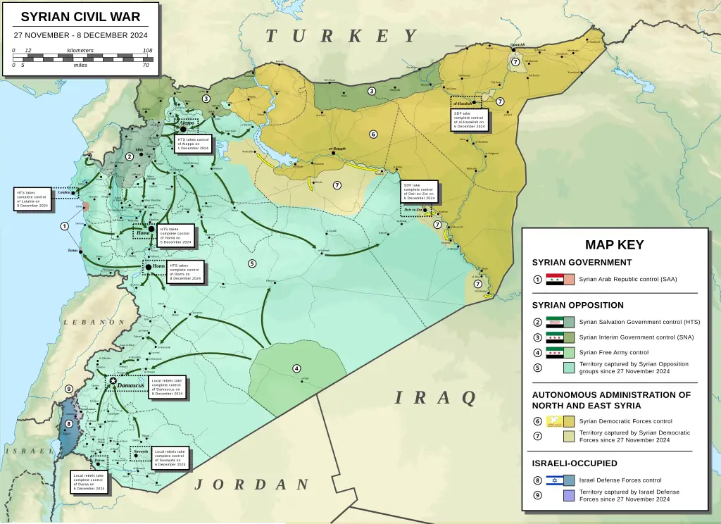 Another map on the Syrian Civil war, showcasing how troops moved around the country.