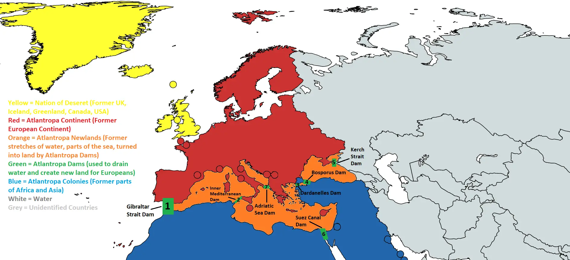 A world map depicting 'Atlantropa'.