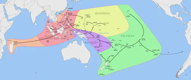 An image showcasing historic migration across Oceania.