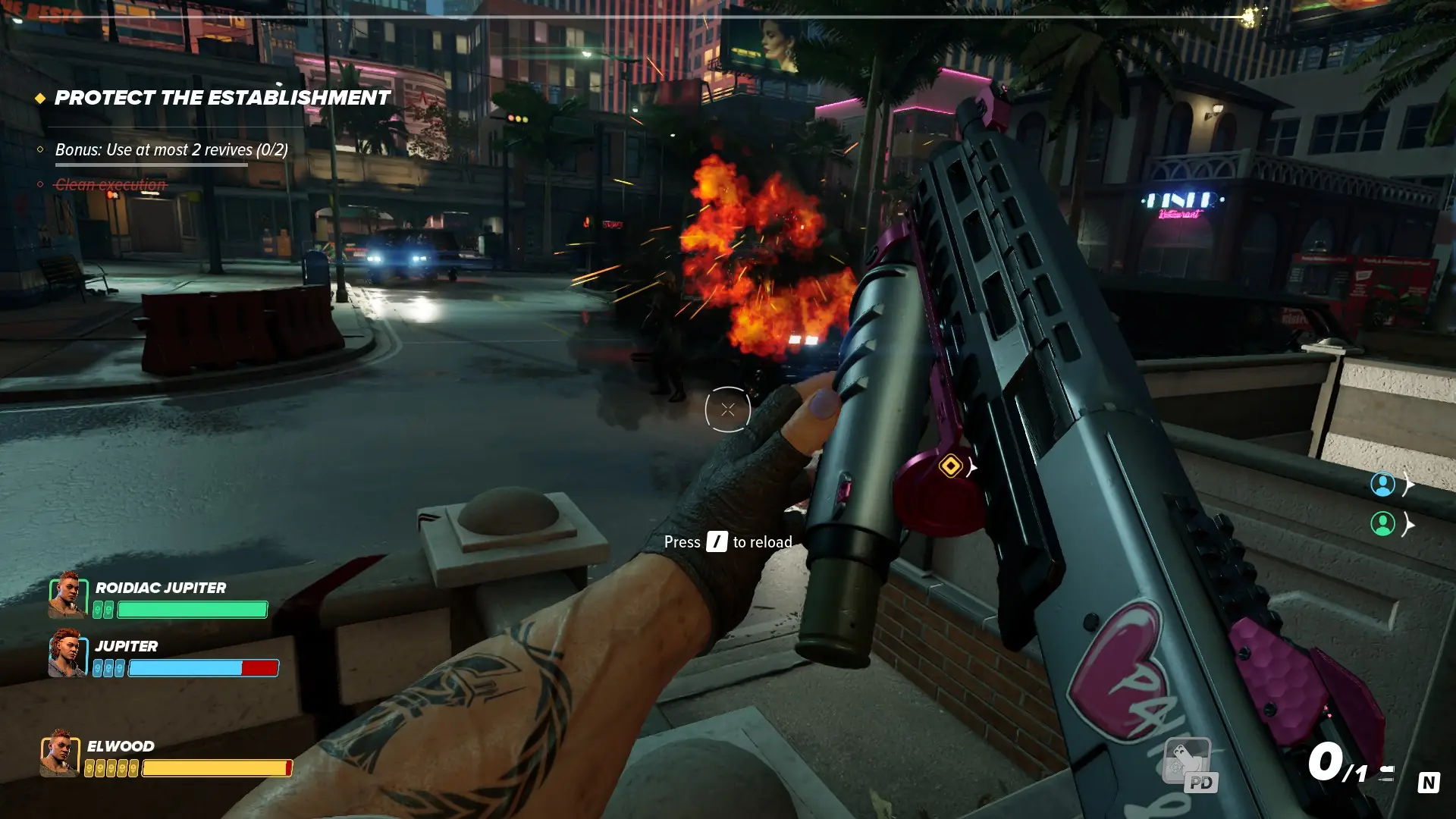 Wielding weapons in Crime Boss.