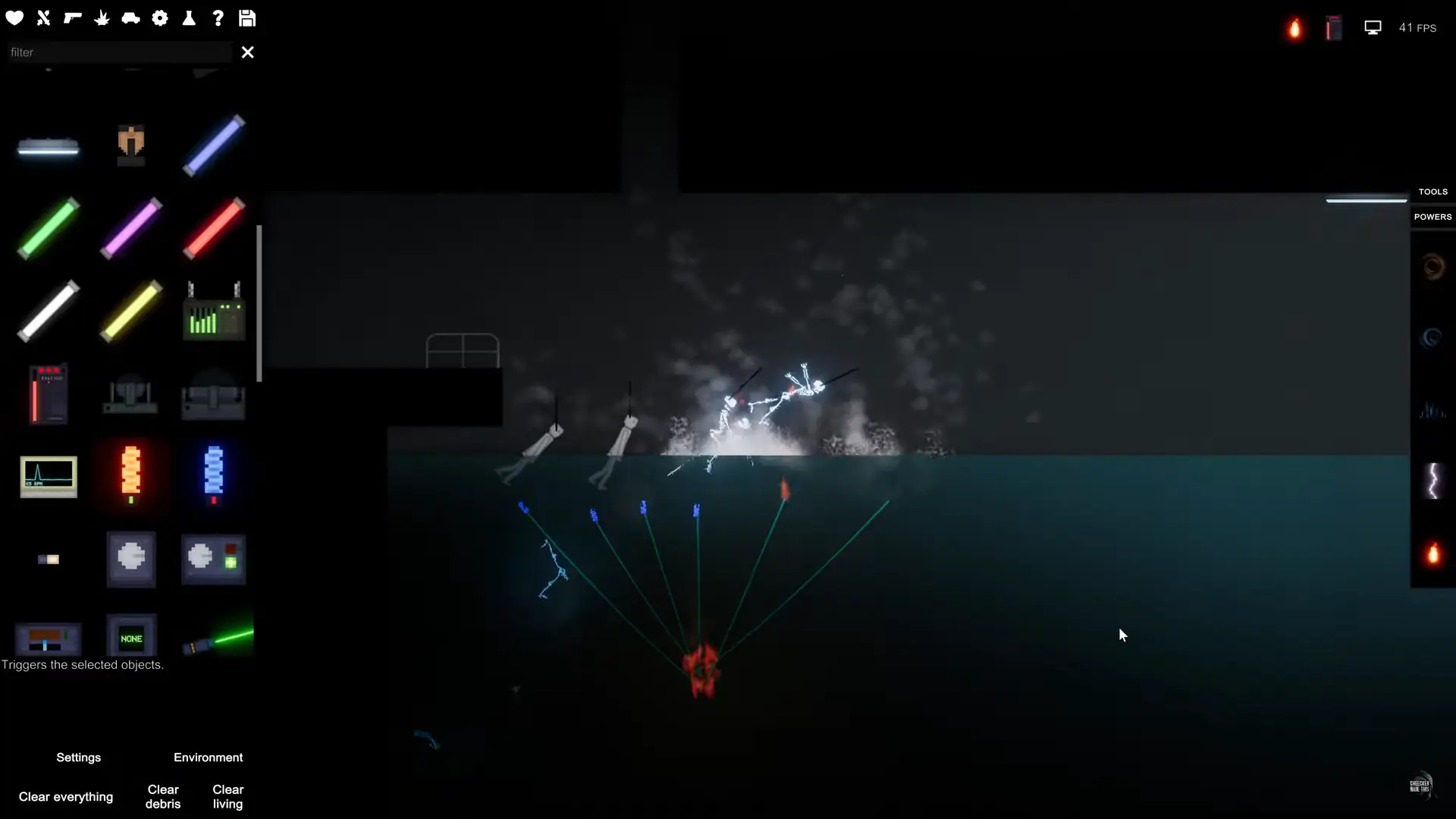 suspended ragdolls get all kinds of torture in People Playground