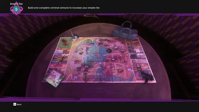 A map showing all of Santo Ileso&rsquo;s districts in purple, under the control of the Saints