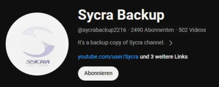 Sycra Backup channel.