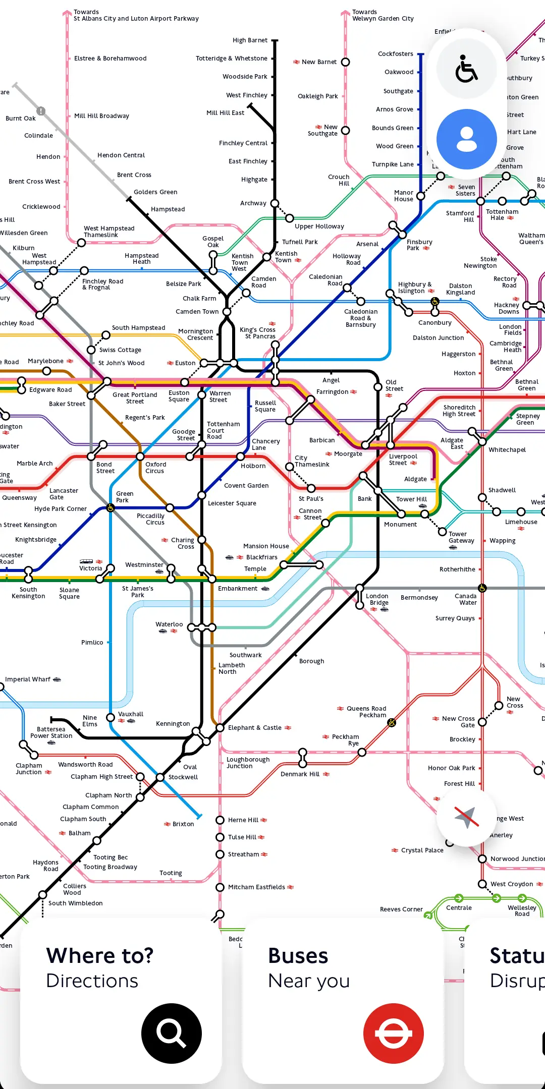 Tube Map in-App.