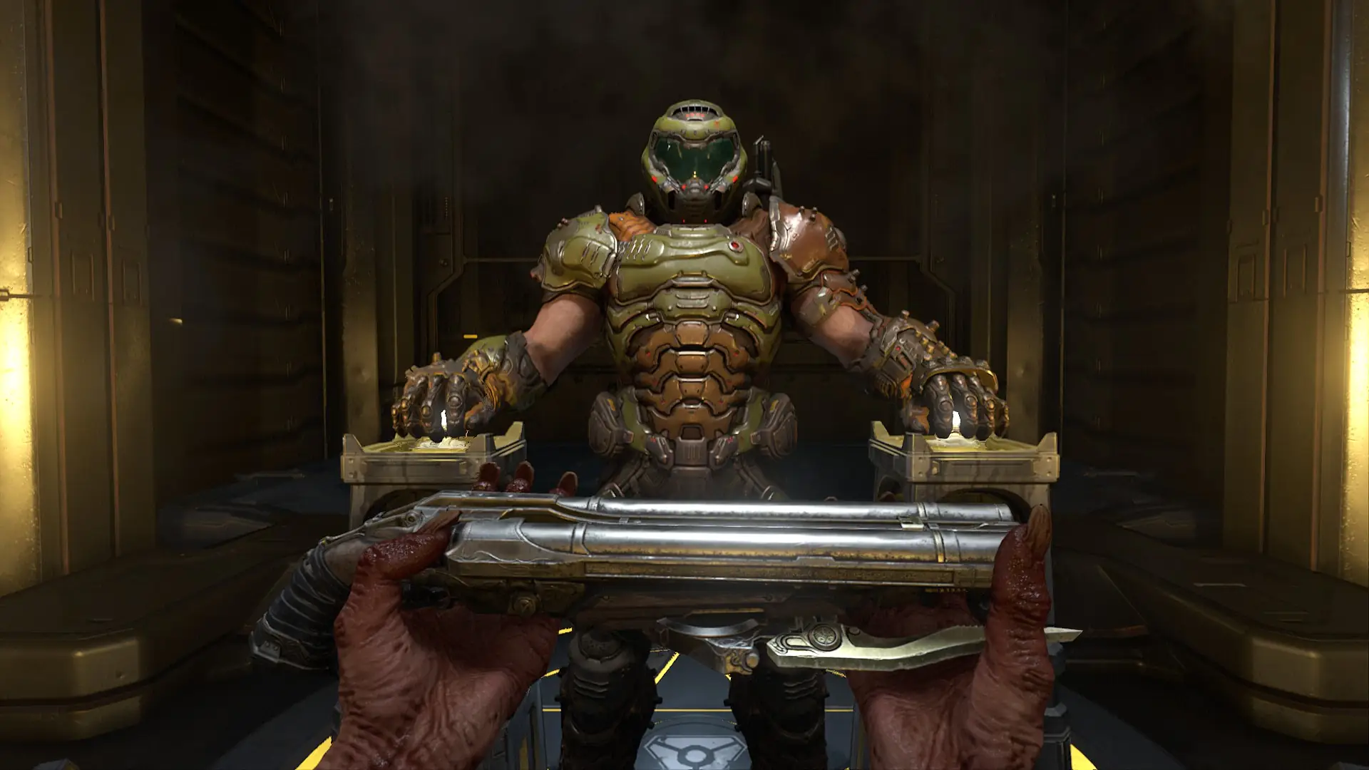 Receiving a supershotgun.