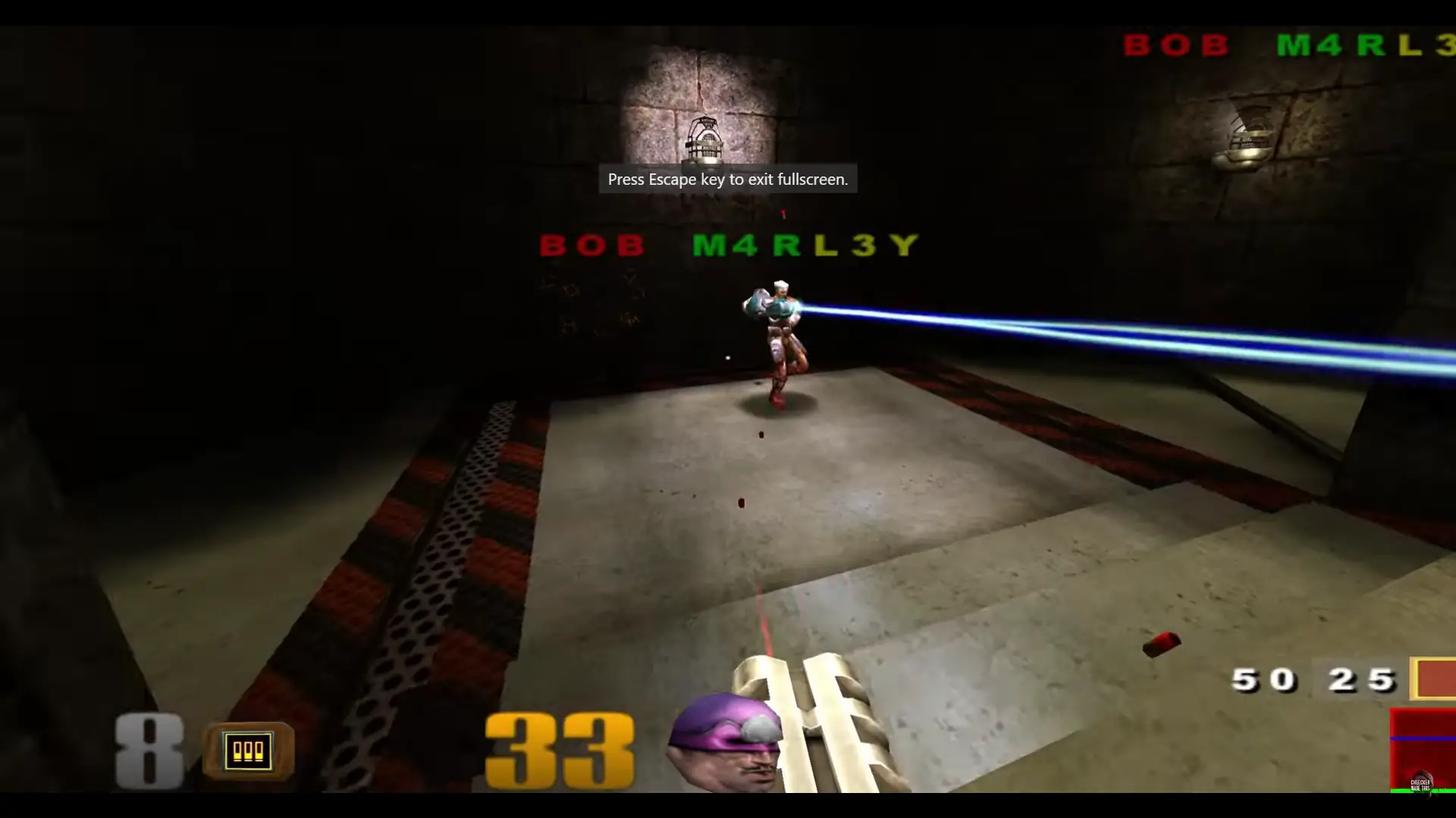 fragging a player in Quake 3