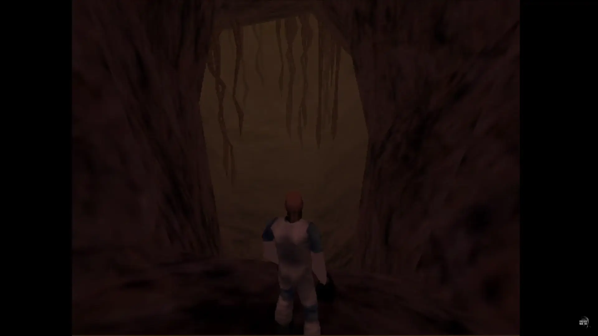 entering a scary cave