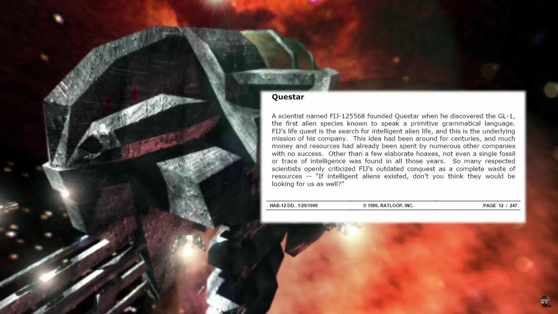 Information on the Questar Spaceship.